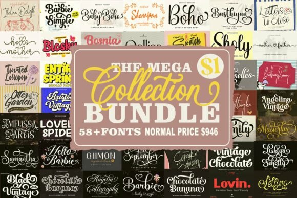 Download Mega Collection Font Bundle – 58 Fonts - Bundle Collection