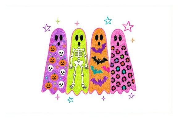 Download Colorful Halloween Ghosts Clipart Bundle - Bundle Collection