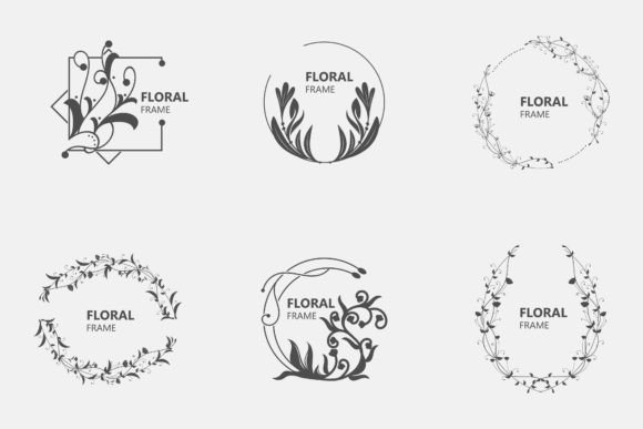 Download Floral Frame Round Shape Emblem Logotype - Logotype Collection
