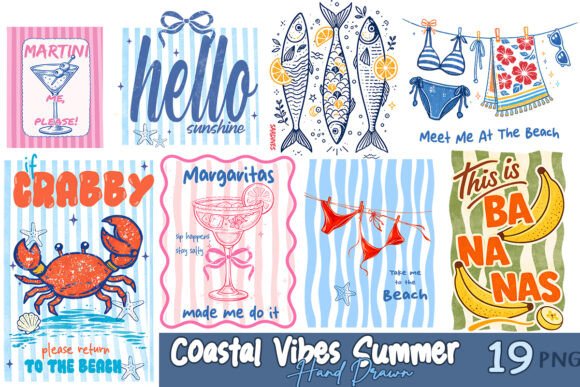 Download Coastal Vibes Summer Hand Drawn Bundle - Bundle Collection