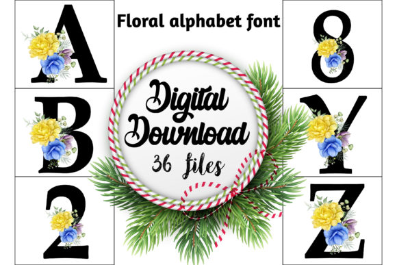 Download Floral Alphabet Font Set - Alphabet font Collection