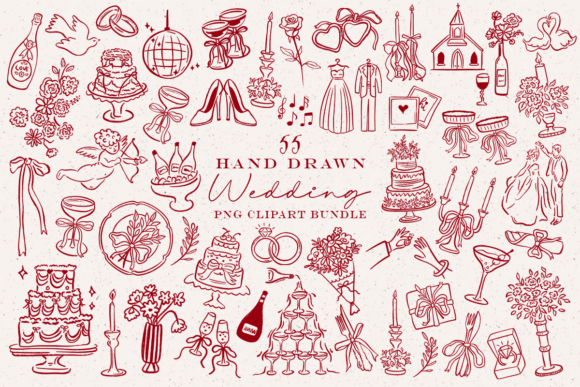 Download Hand Drawn Wedding PNG Clipart Bundle - Bundle Collection