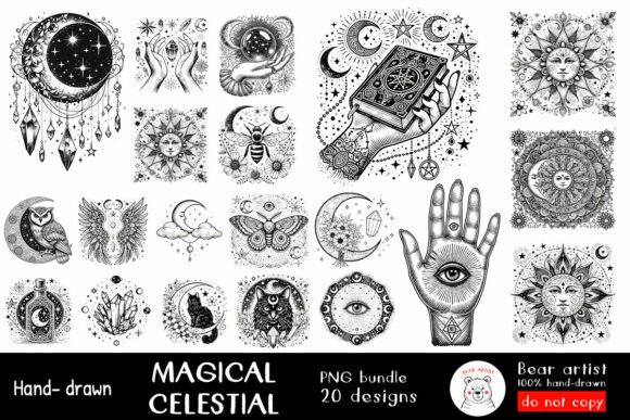 Download Magical Celestial Hand-draw PNG Bundle - Bundle Collection