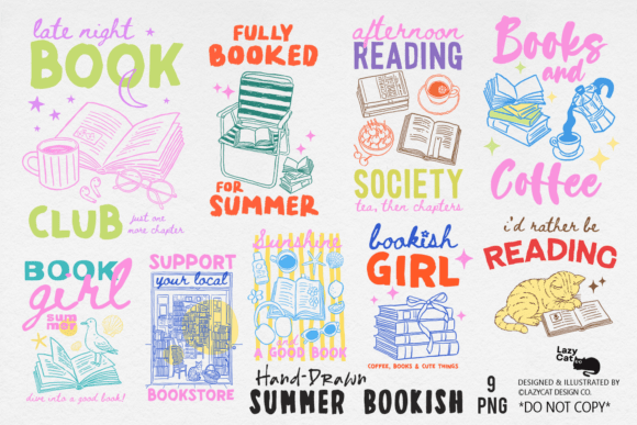 Download Summer Bookish Hand-Drawn PNG Bundle - Bundle Collection