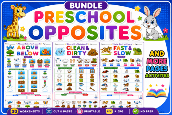 Download Preschool Opposites Cut &amp; Paste Bundle - Bundle Collection