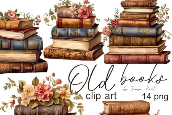 Download Vintage Book Clipart Bundle, Old Books - Bundle Collection
