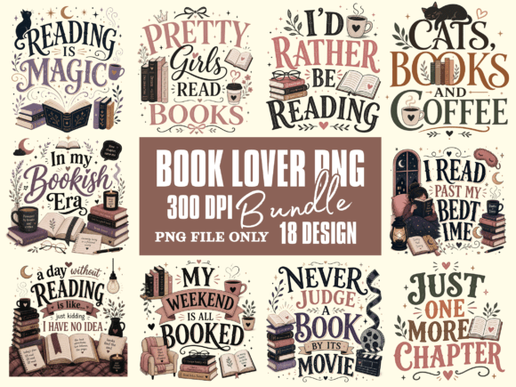 Download Book Lover PNG, Bundle, Books Lover PNG - Bundle Collection
