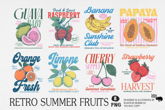 Download Retro Summer Fruits PNG Bundle - Bundle Collection