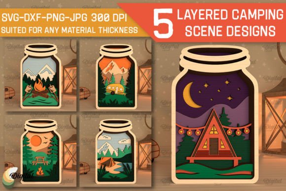 Download Layered Camping Scene Laser Cut Bundle - Bundle Collection