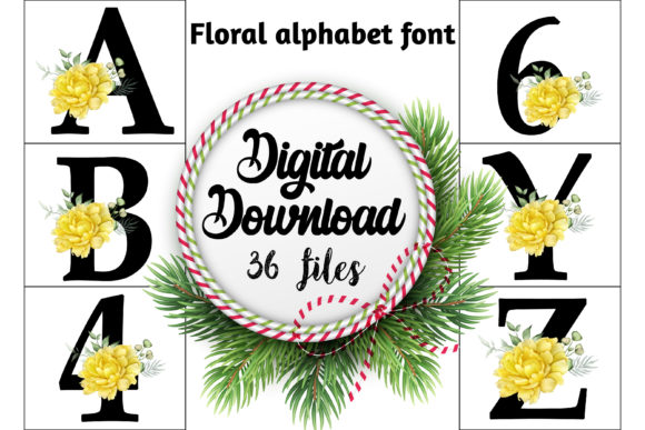 Download Floral Alphabet Font Set - Alphabet font Collection