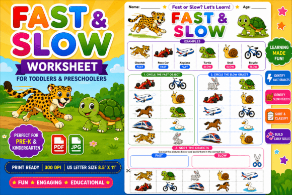 Download Preschool Fast and Slow Cut and Paste - Preschool Collection