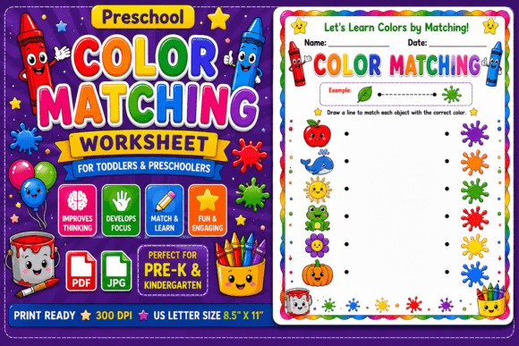 Download Preschool Color Matching Worksheet - Preschool Collection