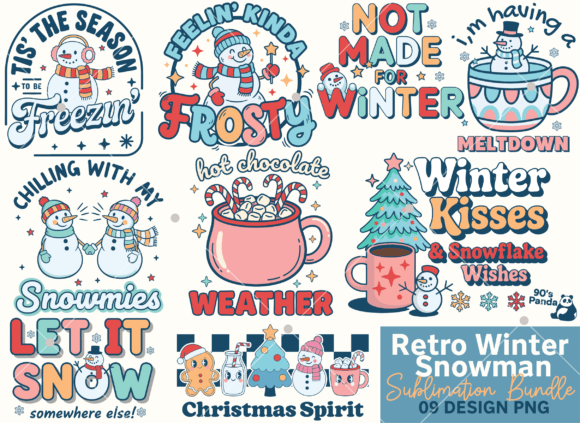 Download Retro Winter Snowman PNG Bundle - Bundle Collection