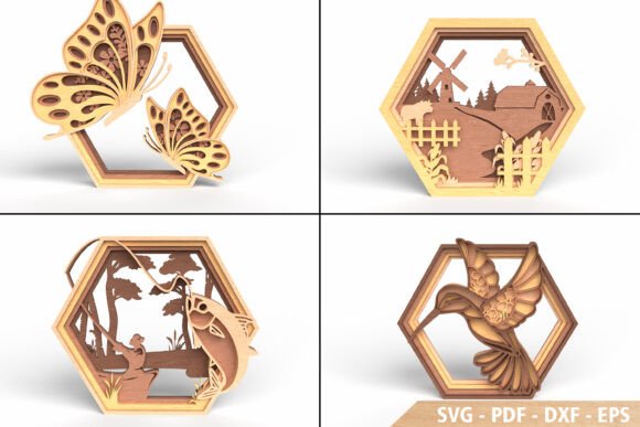 Download Hexagon Layered Wall Art Bundle - Bundle Collection