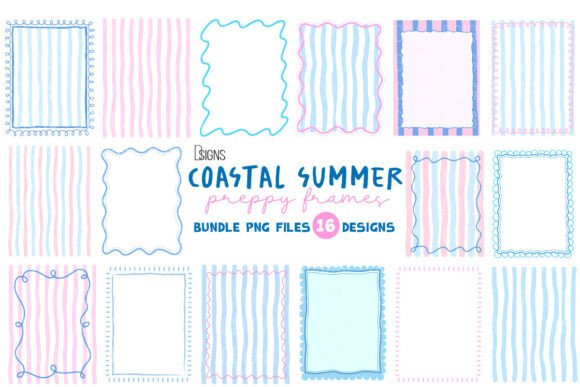 Download Summer Preppy Hand Drawn Frames Bundle - Bundle Collection
