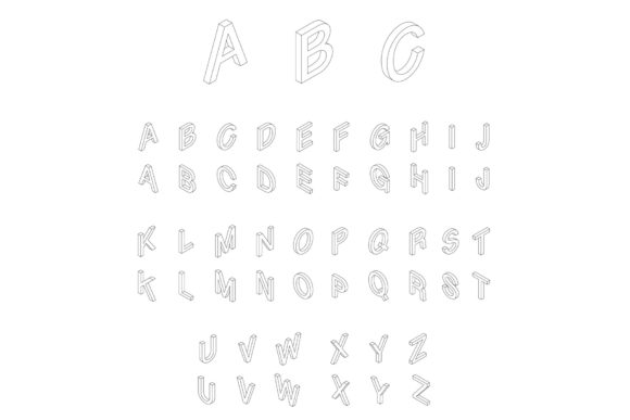 Download Isometric Alphabet Font Set - Alphabet font Collection