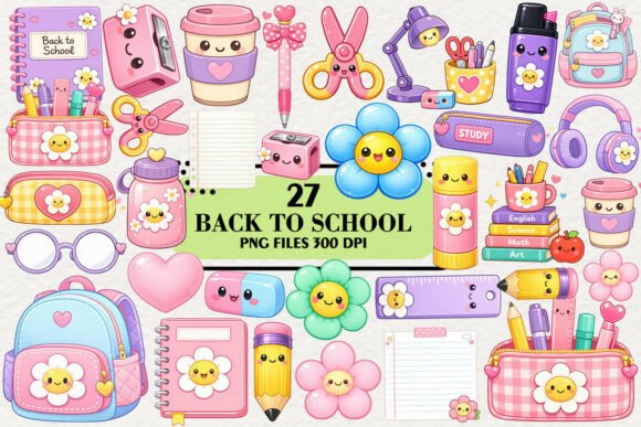 Download Kawaii Back to School Clipart Bundle - Bundle Collection