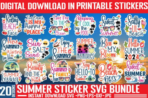Download Summer Sticker SVG Bundle, Printable SVG - Bundle Collection